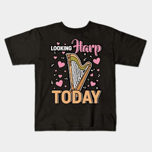 Harp Player Musician Harpist Instrument Looking Harp Today Kids T-Shirt